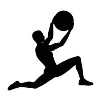 Motivated person performing Russian twist exercise in isolated silhouette design vector
