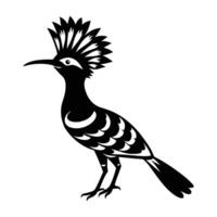 A refined hoopoe exhibiting a distinctive head crest while standing gracefully silhouette vector