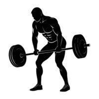 Man performs a deadlift with a barbell showcasing raw power and form vector