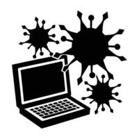 Intense computer virus attacking a digital system portrayed in a stark flat silhouette vector