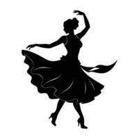 Graceful flamenco dancer twirling with one foot tapping in clear silhouette display vector