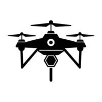 Efficient police drone hovering steadily with advanced AI in isolated silhouette design vector
