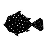 Innovative boxfish gliding with geometric cube shaped body in crisp isolated line art silhouette vector