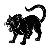 Intense cat hissing with an arched back in clear silhouette form vector