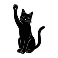 Vibrant cat displaying one raised paw in motion with a lively silhouette effect vector