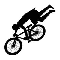 Dynamic black BMX cyclist executing a daring back maneuver in bold silhouette vector