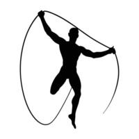 Man jumps rope vigorously for a dynamic and fun fitness training session vector