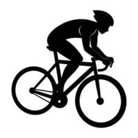 Intense black cyclist sprinting on a racin track with dynamic silhouette flair vector