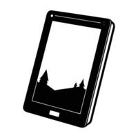 Advanced e-reader with touchscreen and slim bezels featured in isolated silhouette for digital reading vector