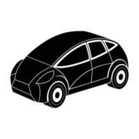 Advanced self driving car powered by AI showcased in clean isolated silhouette style vector