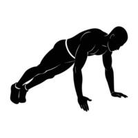 Vibrant silhouette of an athlete executing a one arm push up on white background vector