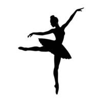 Elegant silhouette of a ballet dancer en pointe in a perfect pirouette on white background vector