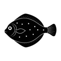 Tranquil flatfish resting on the ocean floor with watchful eyes in silhouette vector