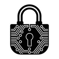 Cutting edge digital padlock featuring circuit lines for enhanced security on white background vector