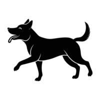 Vibrant farm dog sprinting with tongue out on white background in clean isolated silhouette vector