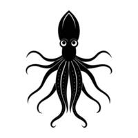 Mystical firefly squid floating with delicate tentacles in a subtle silhouette vector