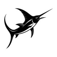 Marlin leaps gracefully out of water with its bill extended in clear motion vector