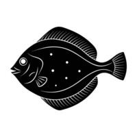 Calm flatfish resting on the ocean floor with attentive eyes in silhouette vector