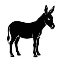 Quiet donkey standing motionless with gently drooping ears in isolated silhouette art vector