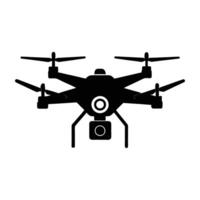 Advanced drone equipped with four propellers and camera lens in clean isolated silhouette vector
