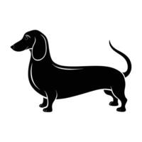 Adorable dachshund displaying an elongated body with a cheerful wagging tail silhouette vector