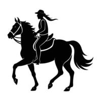 A graceful horse trotting without a rider on an open field silhouette vector