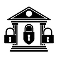 Modern silhouette depicting a bank transaction secured through encryption on white background vector