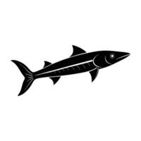 Swift silhouette of a barracuda swimming with a streamlined body on white background vector