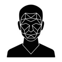 Advanced biometric facial recognition scanner ensuring secure identity in refined silhouette vector