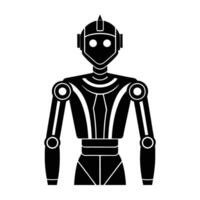 Smart personal assistant bot powered by AI in isolated silhouette design vector