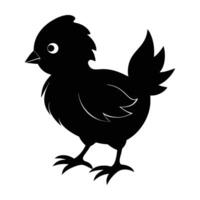 Adorable chick walking with small wings tucked neatly in a charming silhouette scene vector