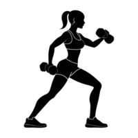 Empowered female athlete executing a dynamic move in clear silhouette form vector