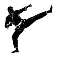 Minimalist martial artist delivering a rapid strike with precise technique in studio practice vector