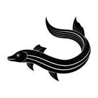 Minimalist oarfish swimming with a long ribbon like body in a deep ocean scene vector