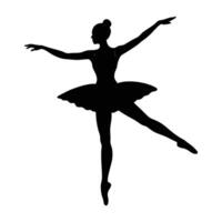 Elegant silhouette of a ballet dancer extending arms in graceful fifth position on white background vector