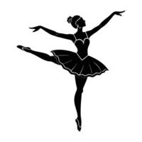 Artistic silhouette of a ballet dancer extending arms in port de bras on white background vector