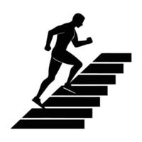 Man sprints up stairs for an intense cardio workout in neat silhouette vector