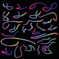 Abstract Pattern of 3D Wavy Lines with Color Gradient on a Black Background. vector
