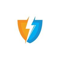 flash thunder bolt shield illustration vector
