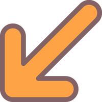 Arrow Down-Left Outline Element Style vector