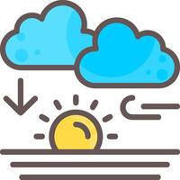 Sunset Outline Element Style vector