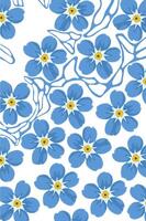 Blue flowers with abstract patterns on a white background vector