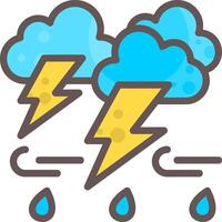 Heavy Thunderstorm Outline Element Style vector