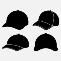 four baseball caps in different shapes and sizes vector
