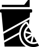 Black Icon of Beverage Container With Citrus Slice Representation Symbol vector
