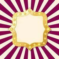 Golden frame on retro circus background with empty copy space. illustration for casino, amusement park, carnival, funfair and other events and performance vector