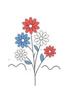 A flower bouquet with red, white, and blue flowers vector