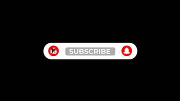 Social media subscribe and notification button subscriber mouse clicking animation on alpha background. video