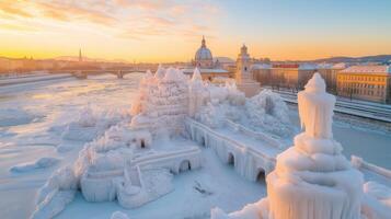 Ice castles in budapest, hungary photo