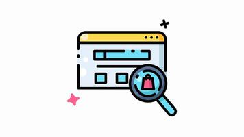 Ecommerce website design with magnifying glass and shopping bag, ideal for online shopping platforms, webstores, retail businesses, digital marketing. video